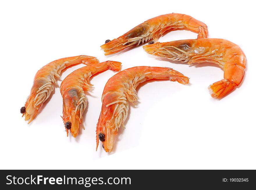 Fresh shrimp are isolated on a white background. Fresh shrimp are isolated on a white background