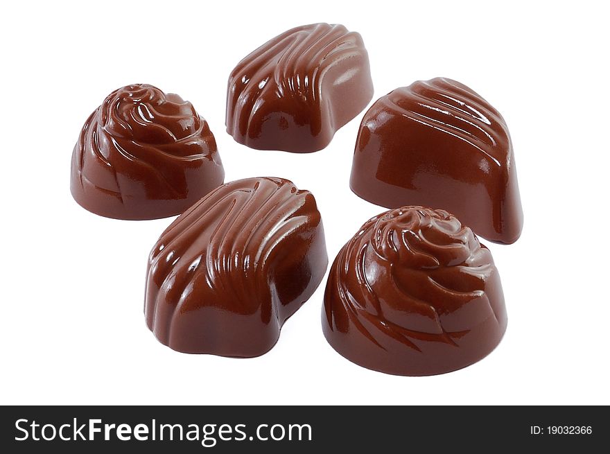 Chocolates are isolated on a white background