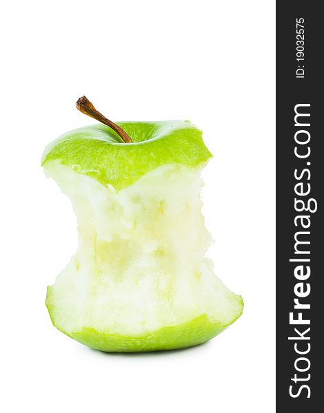 A core of green apple isolated over white background. A core of green apple isolated over white background