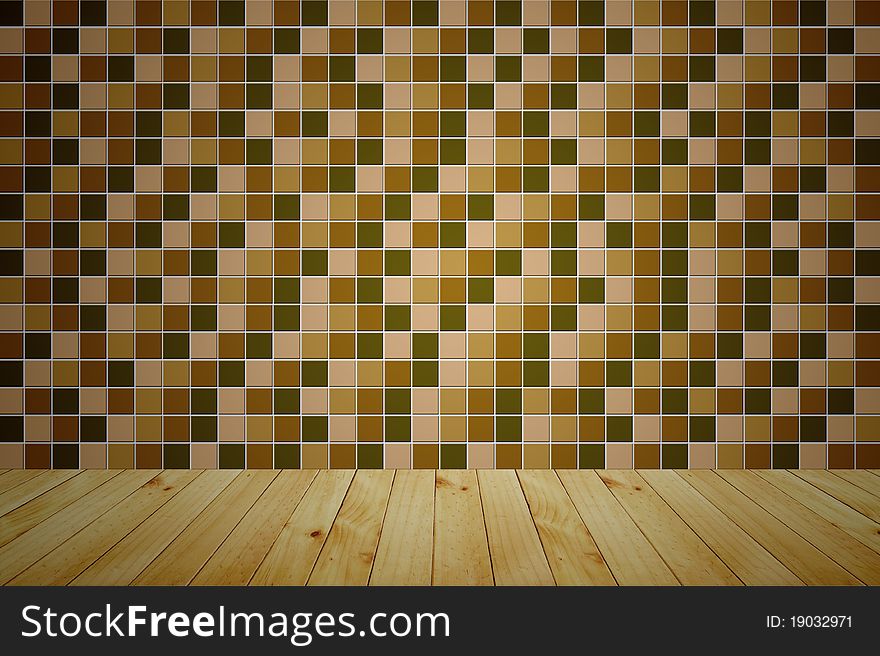 Golden mosaic wooden room background