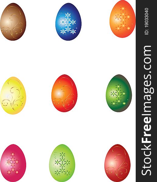 Easter eggs set isolated over white background