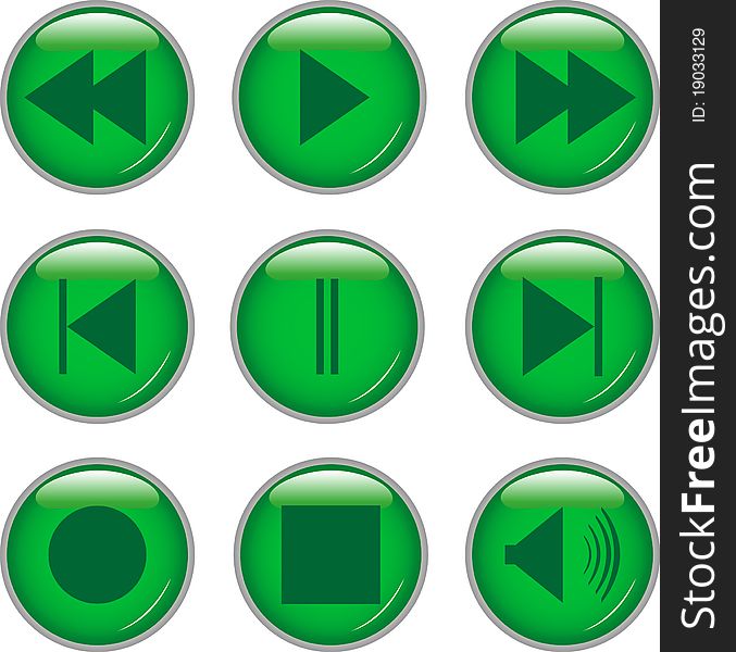 Set of multimedia  icons of buttons