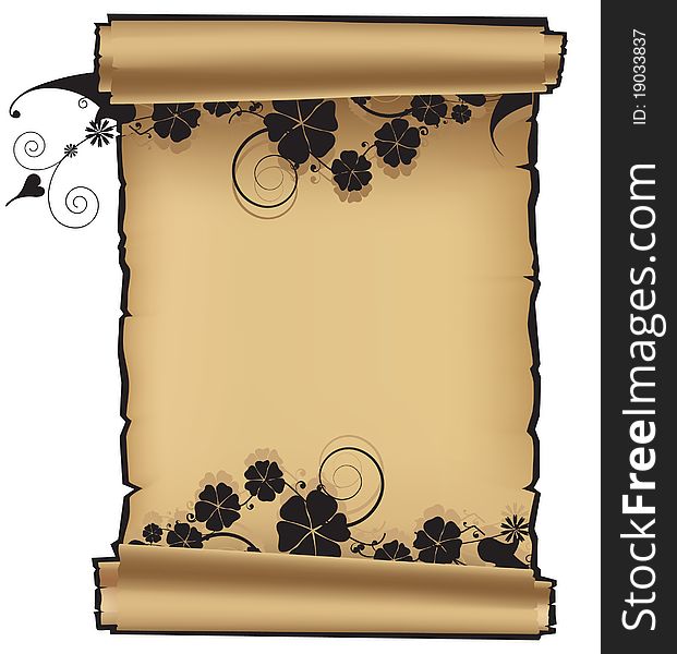 Ancient scroll with an abstract floral pattern. Ancient scroll with an abstract floral pattern