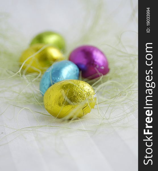 Small Easter egg shape chocolates. Small Easter egg shape chocolates