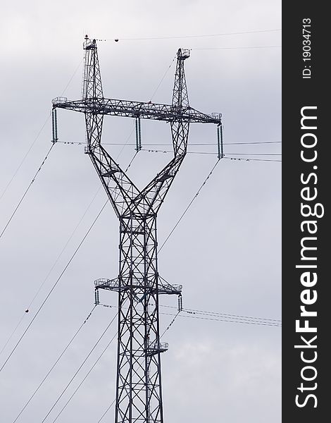 Power transmission tower, view from below. Power transmission tower, view from below