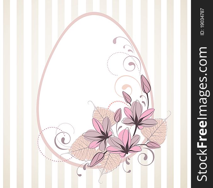 Stylized Easter Frame With Egg And Flowers