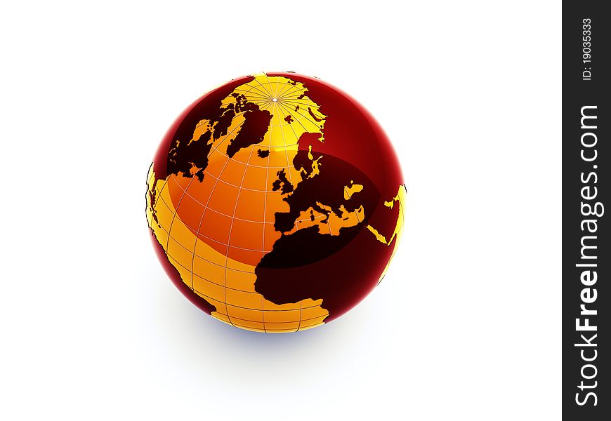 3d glossy earth on white background. 3d glossy earth on white background