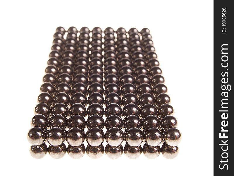 Rectangle of shiny metallic balls