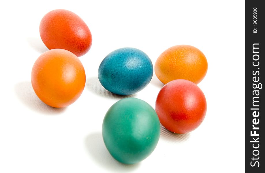 Colorful Easter eggs on white background