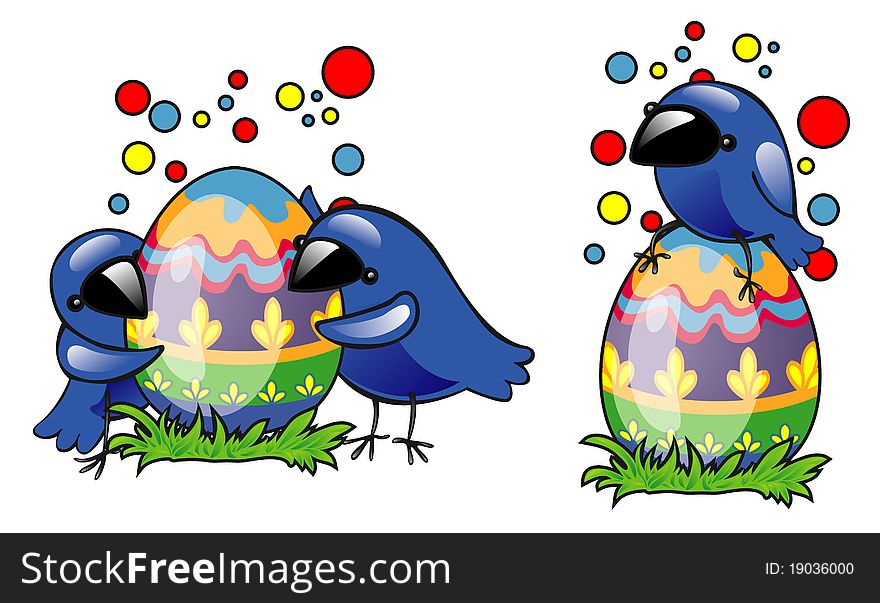 Easter Eggs And Birds
