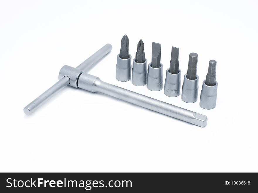 Set of screwdrivers on a white background