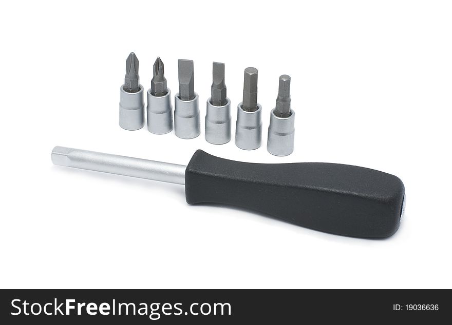 Set of screwdrivers on a white background