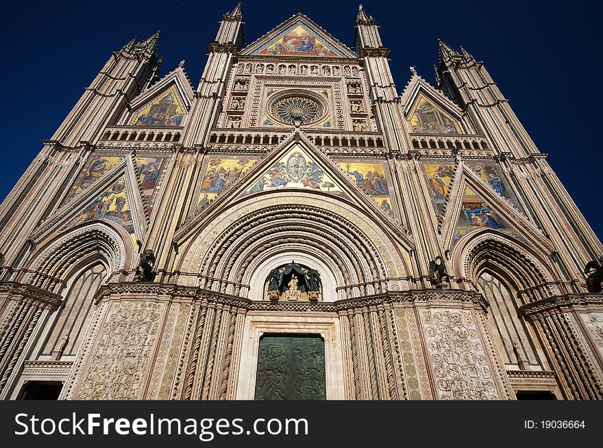 The upper part of the cathedral in Orvieto (Italy). The upper part of the cathedral in Orvieto (Italy).