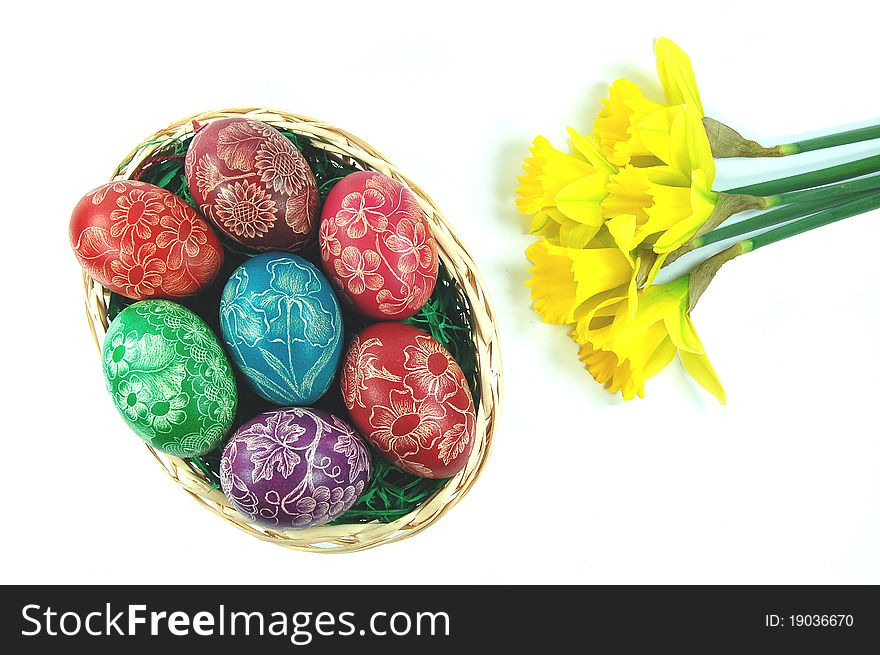 Traditional scratched hand-made Easter eggs from Poland