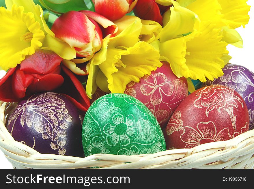 Traditional scratched hand-made Easter eggs from Poland