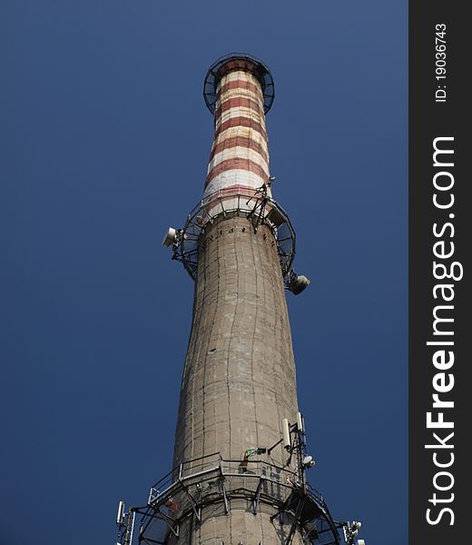 Crudely made example of the industrial chimney, clearly visible curvature. Crudely made example of the industrial chimney, clearly visible curvature