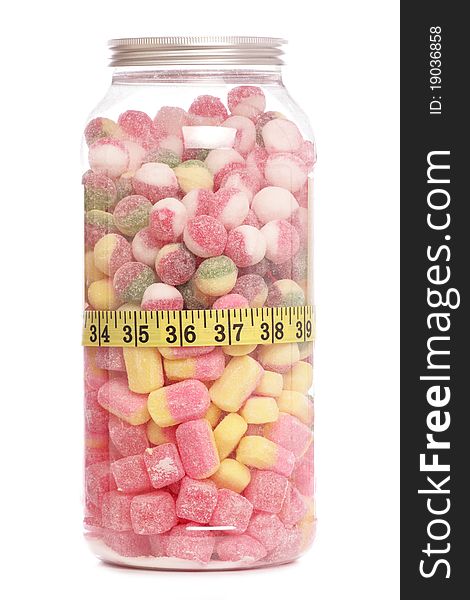 Jar of sweets and tape measure studio cutout