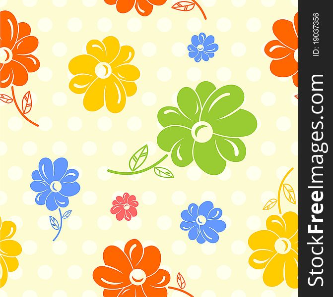 Colorful flowers seamless background. Vector illustration