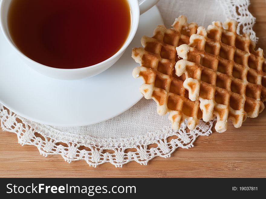 Traditional Belgian waffles for your breakfast, view from above. Traditional Belgian waffles for your breakfast, view from above.