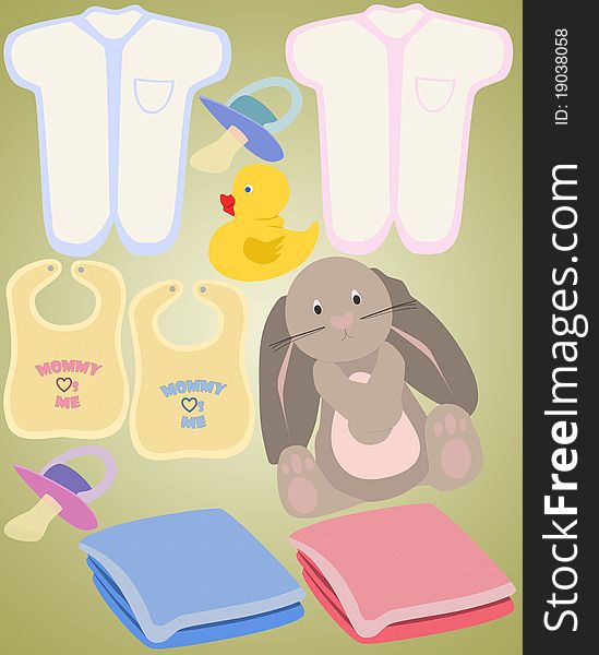 A collection of baby-related items for boys and girls. A collection of baby-related items for boys and girls.