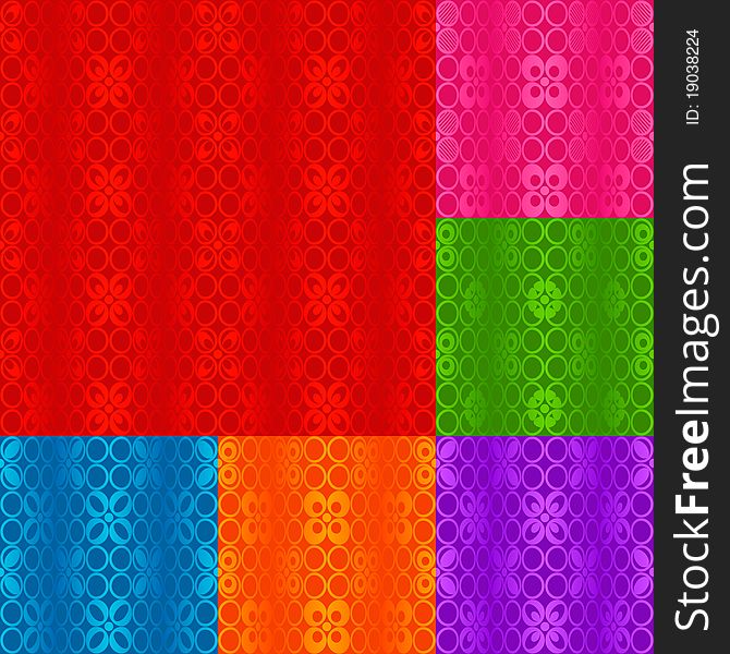 Six different seamless patterns with gradients. Six different seamless patterns with gradients.