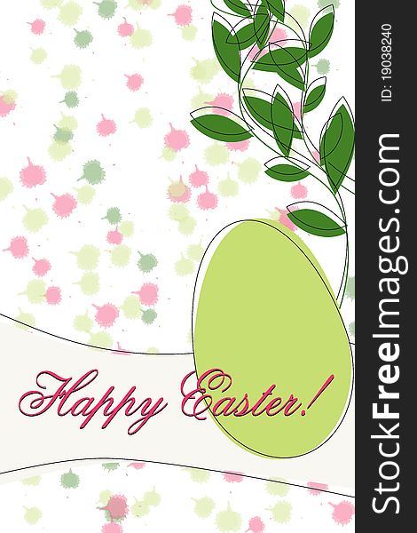 Happy Easter card on white with spots
