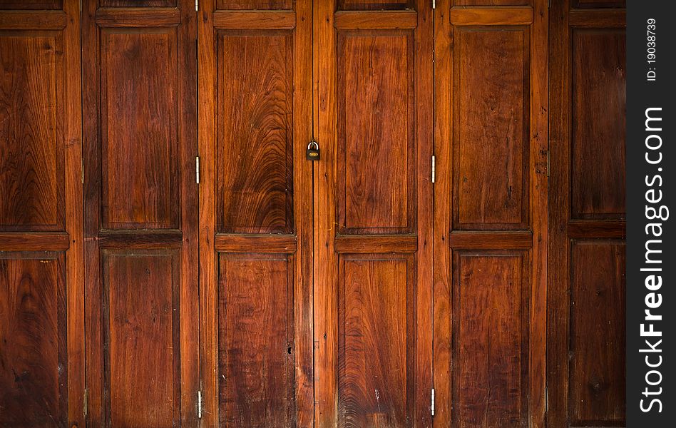 Texture of old wood door close