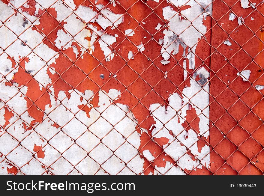 Iron gate with peeled steel fence. Iron gate with peeled steel fence
