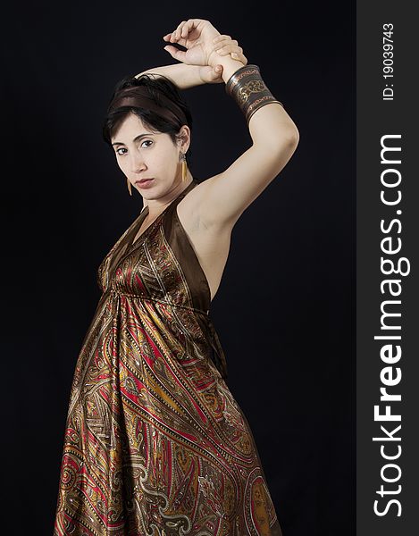 Fashionable hispanic pregnant woman