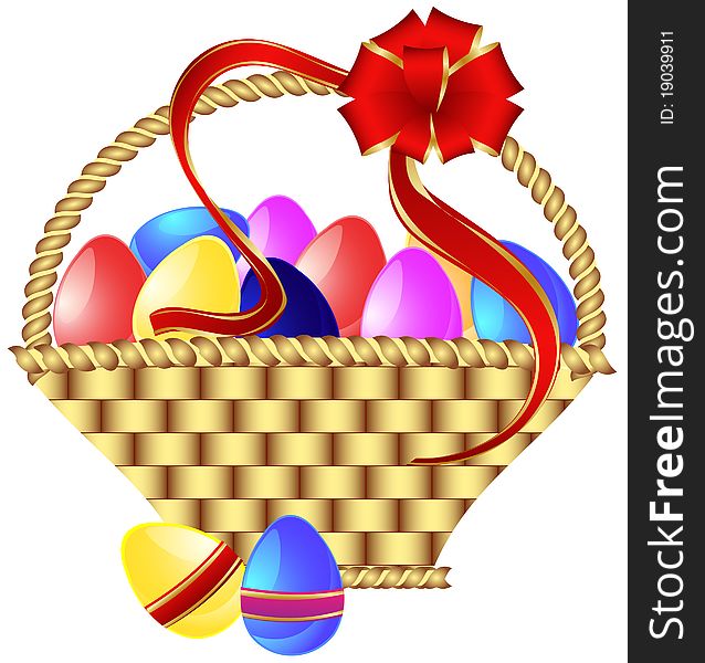 Basket With Colored Eggs