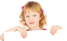 Girl With White Bord. Royalty Free Stock Photos Girl With White Bord. Royalty Free Stock Photos