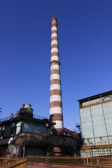 Disused Steel Plant Chimney With Blue Sky Stock Image Disused Steel Plant Chimney With Blue Sky Stock Image