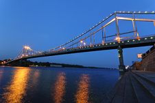 The Bridge Through Dnepr Royalty Free Stock Images
