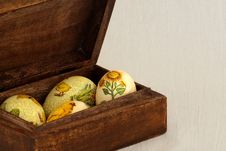 Easter Eggs In Wood Box Royalty Free Stock Image Easter Eggs In Wood Box Royalty Free Stock Image