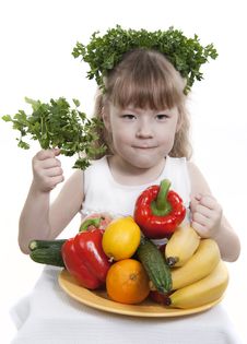 Vegetables And Fruit  Of Children. Stock Images