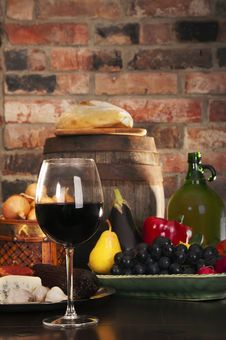 Still Life With Wine And Some Fruits,vegetables, Royalty Free Stock Photos Still Life With Wine And Some Fruits,vegetables, Royalty Free Stock Photos