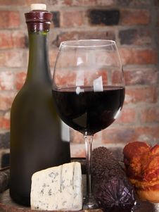 Still Life With Wine,cheese And Ham. Stock Photo Still Life With Wine,cheese And Ham. Stock Photo