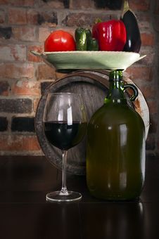 Still Life With Wine And Some Vegetables Stock Photography Still Life With Wine And Some Vegetables Stock Photography