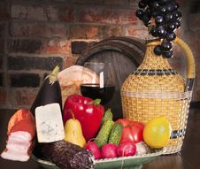 Still Life With Wine And Some Fruits, Stock Photography Still Life With Wine And Some Fruits, Stock Photography
