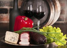 Still Life With Wine And Some Vegetablea Royalty Free Stock Images Still Life With Wine And Some Vegetablea Royalty Free Stock Images