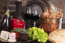 Still Life With Wine And Some Vegetablea Stock Photo Still Life With Wine And Some Vegetablea Stock Photo