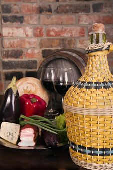 Still Life With Wine And Some Vegetablea Royalty Free Stock Photos Still Life With Wine And Some Vegetablea Royalty Free Stock Photos