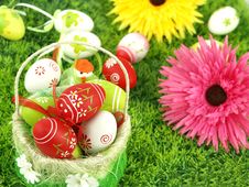 Spring Flowers And Colorful Easter Eggs Royalty Free Stock Image Spring Flowers And Colorful Easter Eggs Royalty Free Stock Image