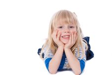 Happy Smiling Little Girl Lie Stock Photography
