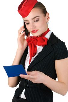 Stewardess Checking Ticket Royalty Free Stock Photos Stewardess Checking Ticket Royalty Free Stock Photos