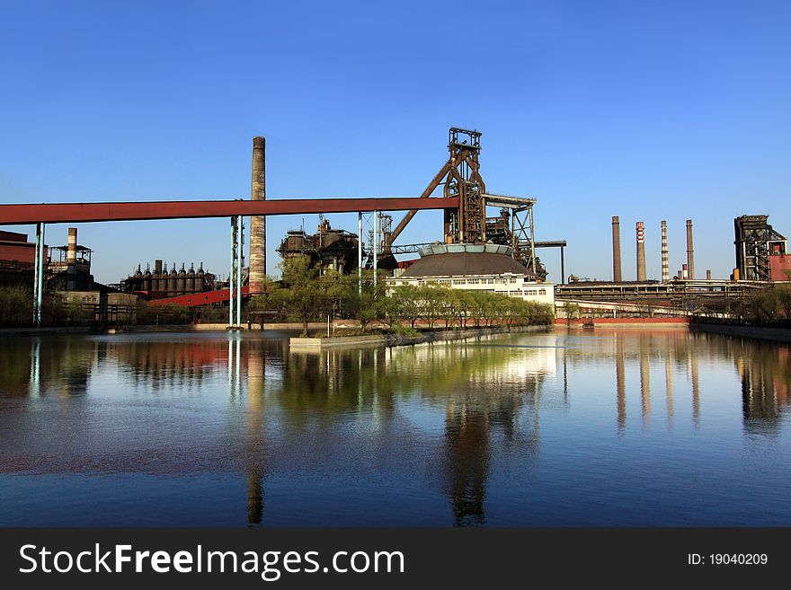 Disused steelmaking plant near a lake