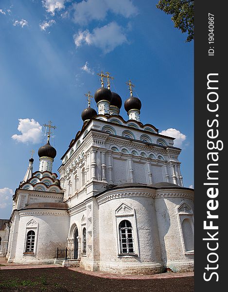 Orthodox Christian Church in Russia on sunshine day