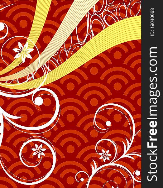 Red Curly Graphic with Curve Lines
