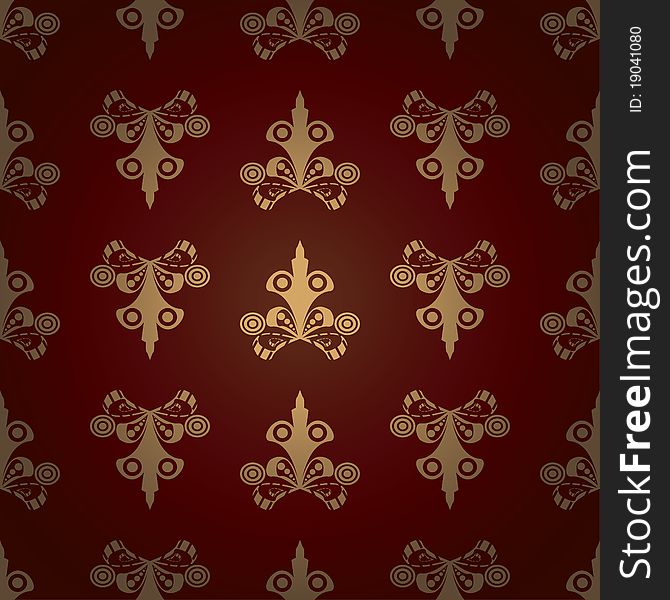 Seamless Pattern Gold composition on burgundy background