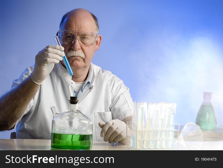 Scientist Working With Chemicals